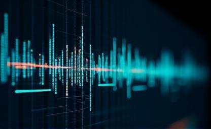 Audio waveform graphic representation on a screen